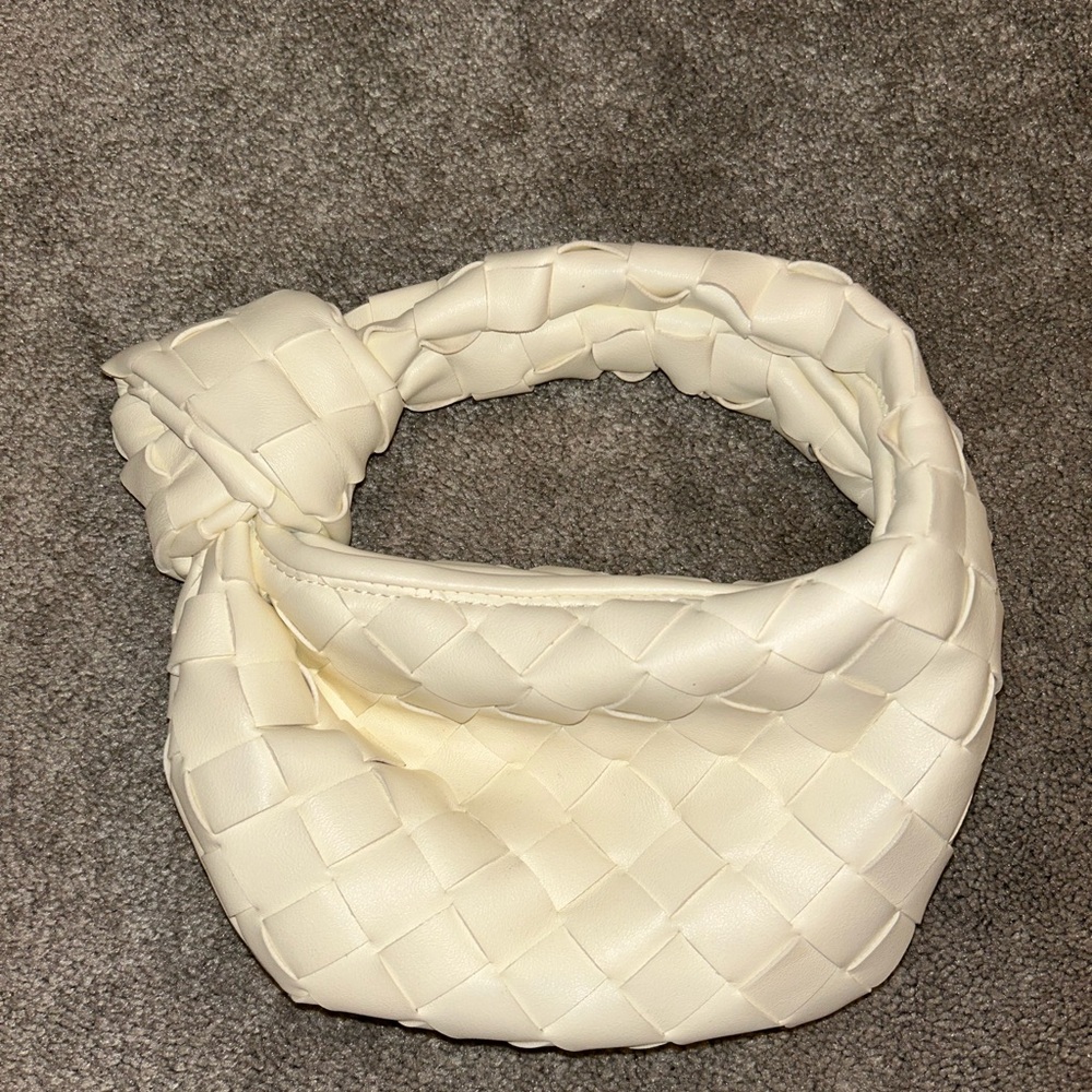 Elegant Cream Woven Bag- small